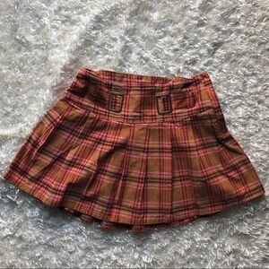 New Pumpkin Patch Adjustable Waist Pleated Cotton Skirt Orange Plaid 8 Girls